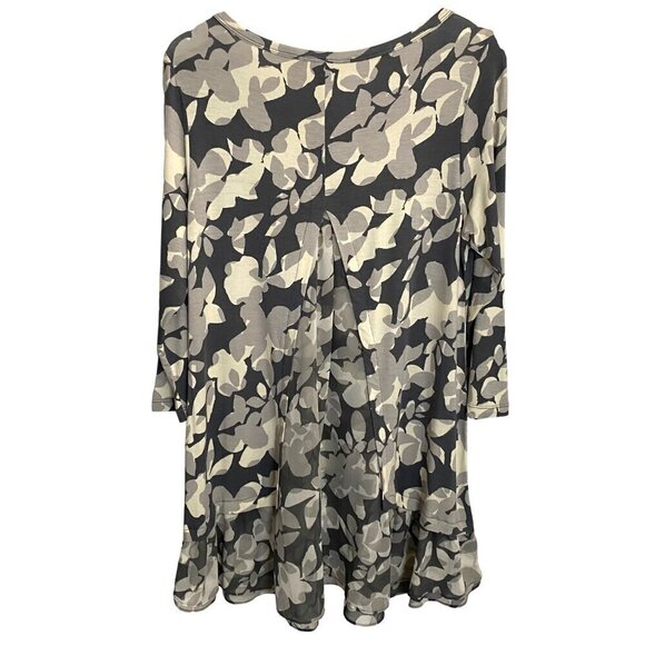 LOGO by Lori Goldstein Tunic with Pockets Sheer Underlay/Hem Gray Floral Size S - Picture 2 of 9